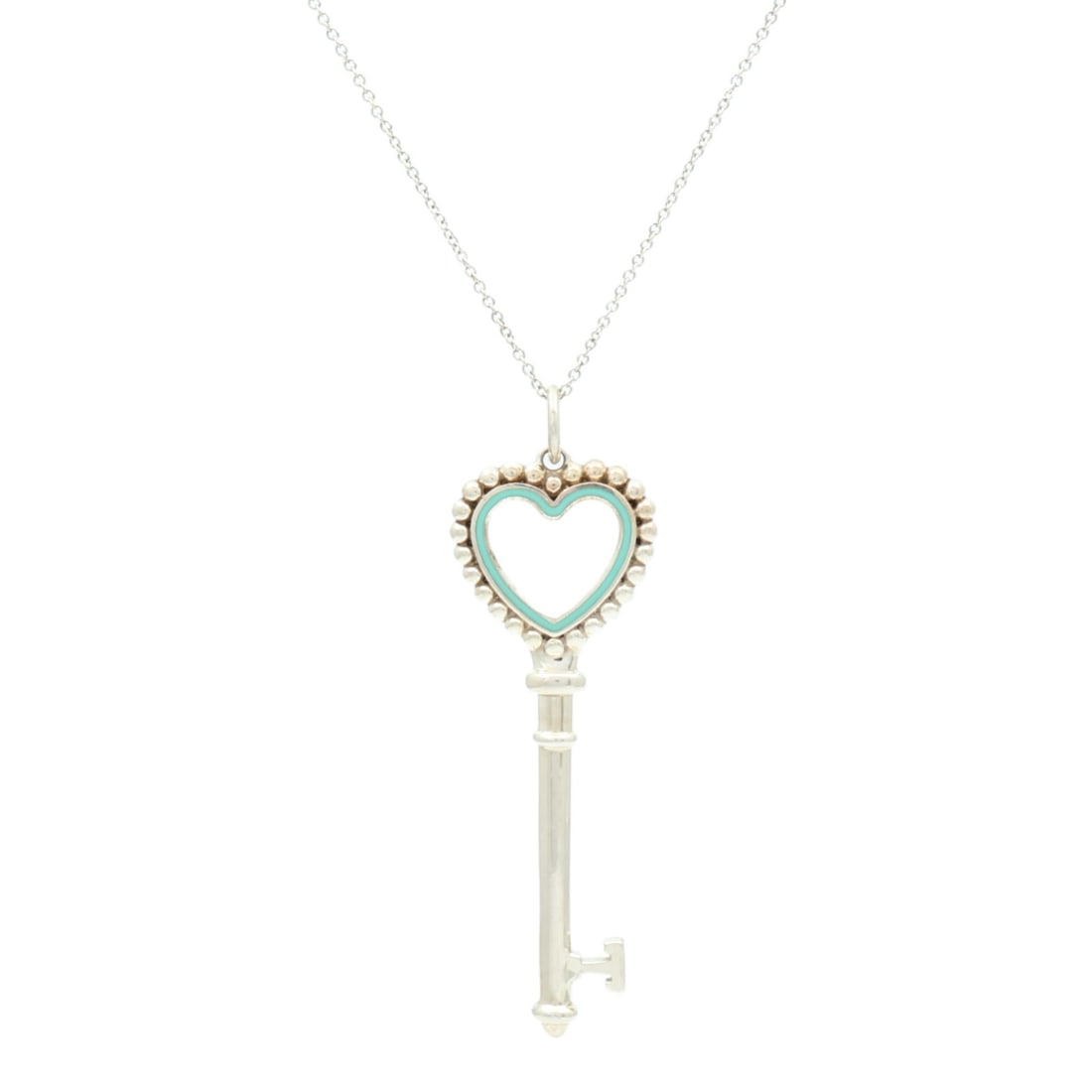 Sterling Silver Heart Key Pendant Necklace by Tiffany & Co Blue Accent (1 of 9)