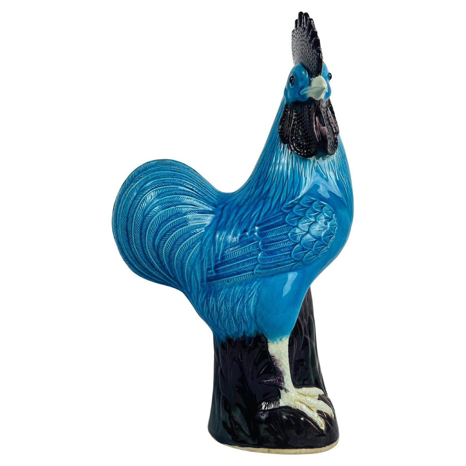 Large Antique Chinese Export Porcelain Turquoise Glazed Rooster (1 of 8)