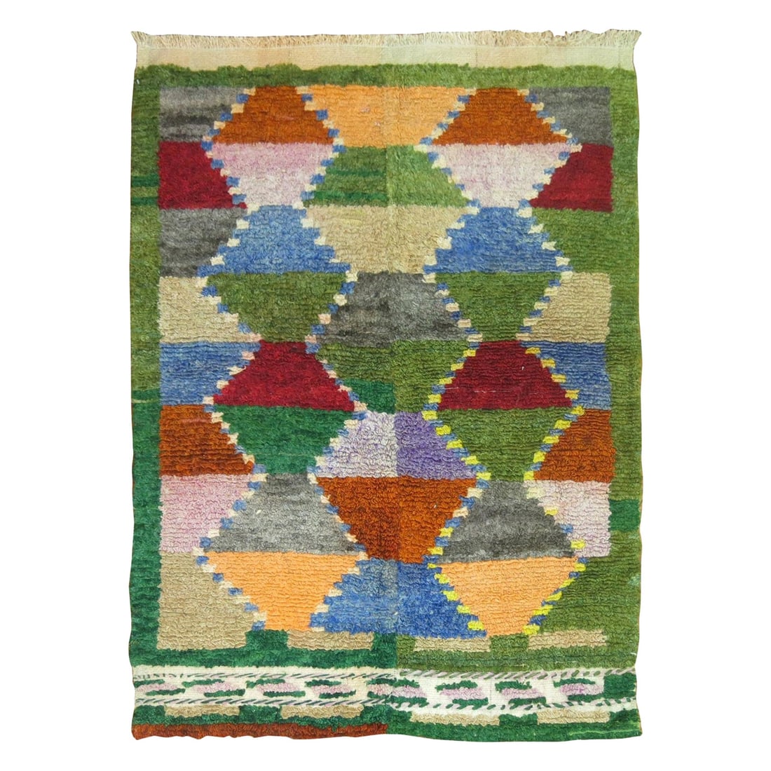 Forest Green Vintage Turkish Tulu Hand-Woven Rug Scandinavian Style 39 x 53 (1 of 5)