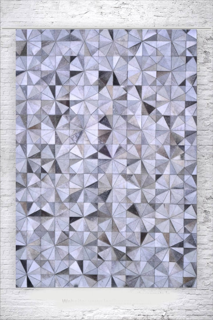 Luxury Geometric Patchwork Cowhide Leather Rug Kaleidoscope Design 3FT x 5FT (1 of 1)