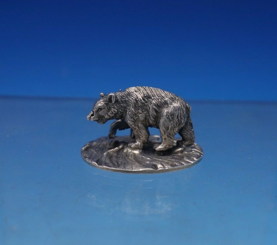 Charming English .800 Silver Bear Place Card Holder (1 of 8)