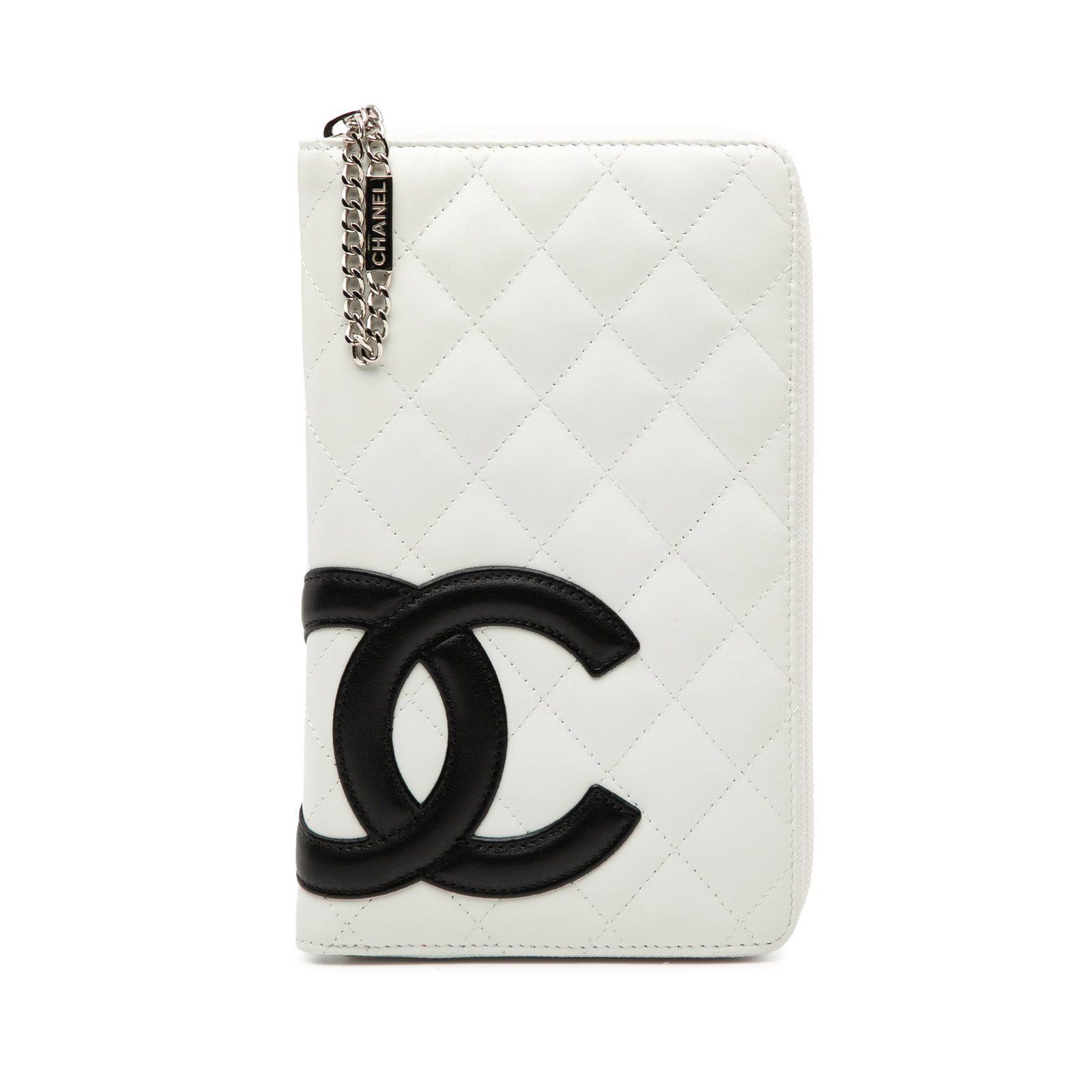 Chanel Cambon Ligne White Quilted Lambskin Zip Organizer Wallet: Chanel Cambon Ligne White Quilted Lambskin Zip Organizer Wallet This Chanel CC Quilted Lambskin Cambon Ligne Zippy Organizer Wallet features a quilted leather exterior in white, a zip-around closure,