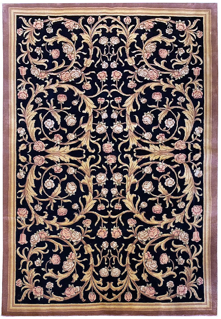 French Savaneri Handmade Wool Rug 6.6 x 9.10 Feet: French Savaneri Handmade Wool Rug 6.6 x 9.10 Feet Free continental US Shipping Enhance your living space with this exquisite 6.6 x 9.10 French Savaneri Handmade Wool Rug. Crafted from high-quality woo