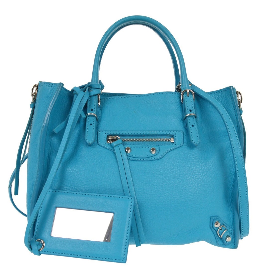 Balenciaga Papier Mini Leather Tote in Blue with Logo Accent (1 of 6)