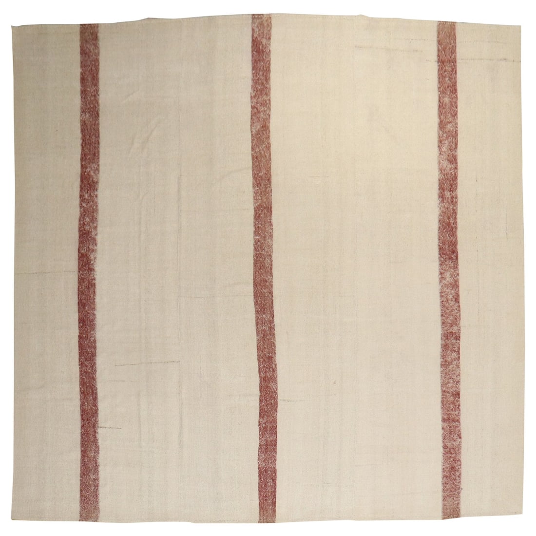 Mid-Century Modern Vintage Turkish Kilim 116 x 118 Wool: Mid-Century Modern Vintage Turkish Kilim 116 x 118 Wool This stunning vintage square room size Turkish Kilim showcases a beautiful Mid-Century Modern design. Crafted from high-quality wool, this piece