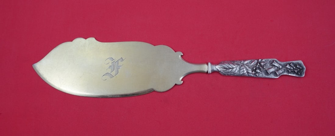 Sterling Silver Ice Cream Slice Flora Pattern Gold Washed Foxglove 10 5/8 Inch (1 of 2)