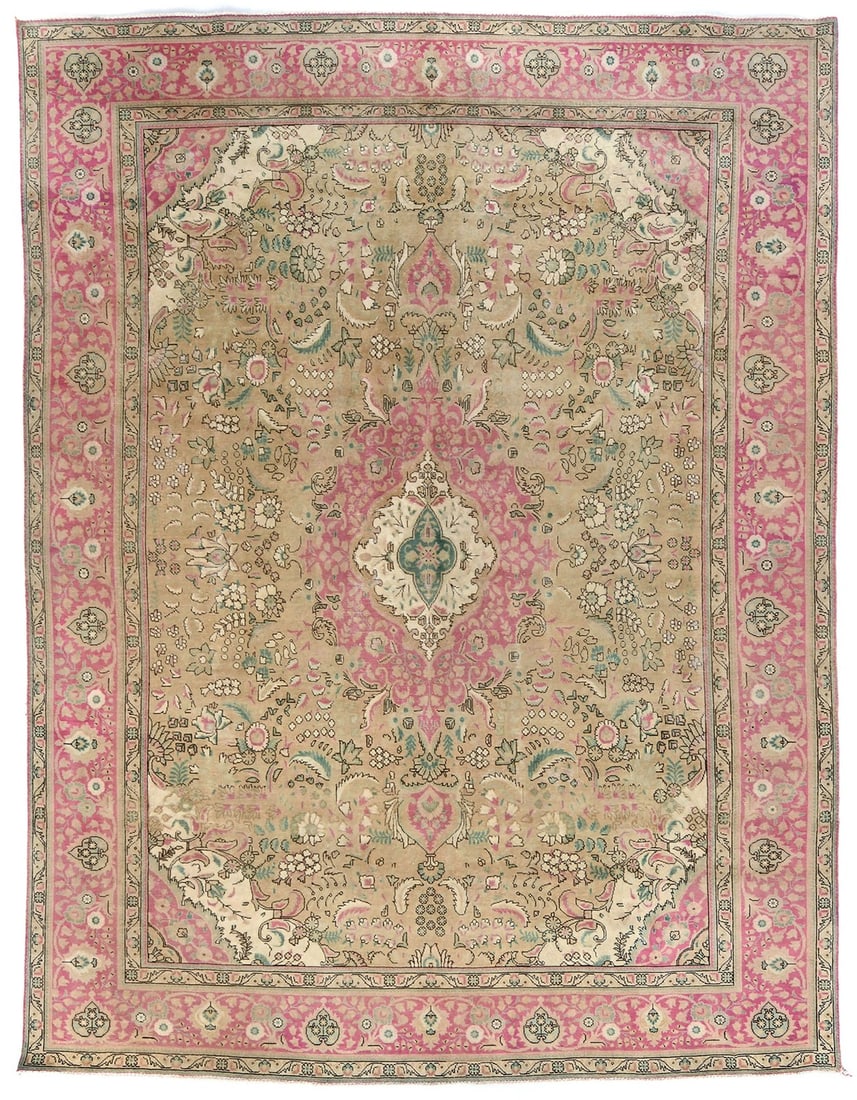 Handmade Vintage Floral Oriental Rug 9'8 x 12'6 Wool Carpet (1 of 13)