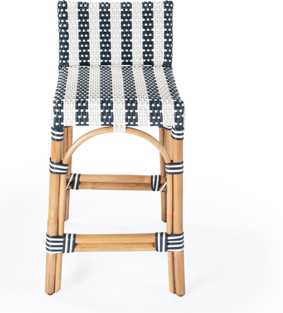 Butler Serienna Coastal Rattan Counter Stool White Navy (1 of 7)