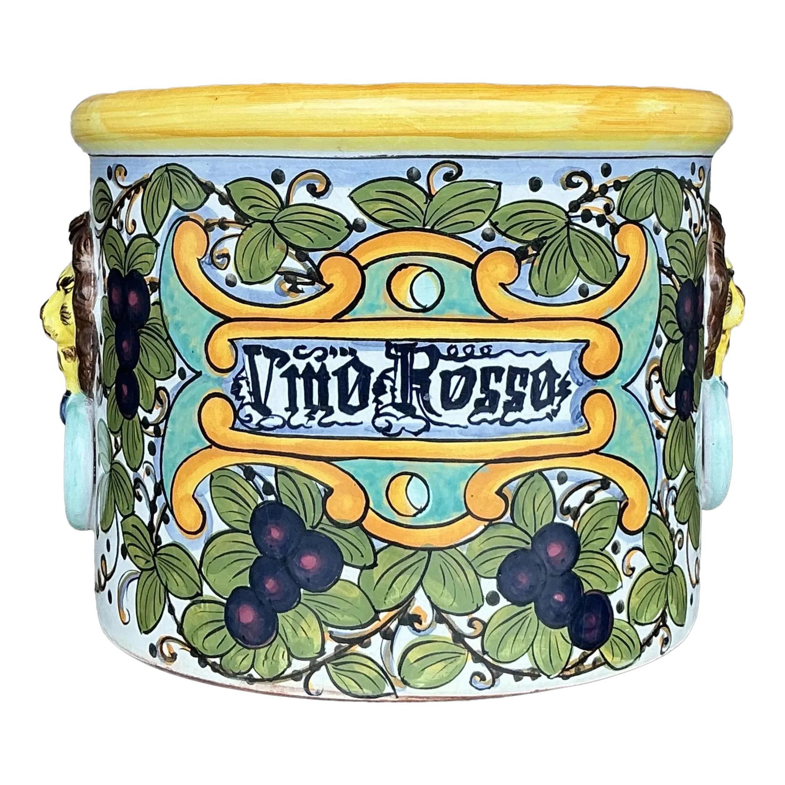 Vintage Boho Hand-Painted Ceramic Wine Urn Off-White Decorative Piece (1 of 8)