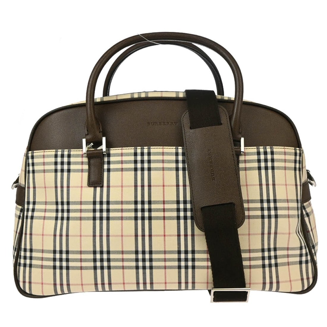 Burberry Check Beige Brown 2-Way Handbag with Inner Pockets (1 of 10)