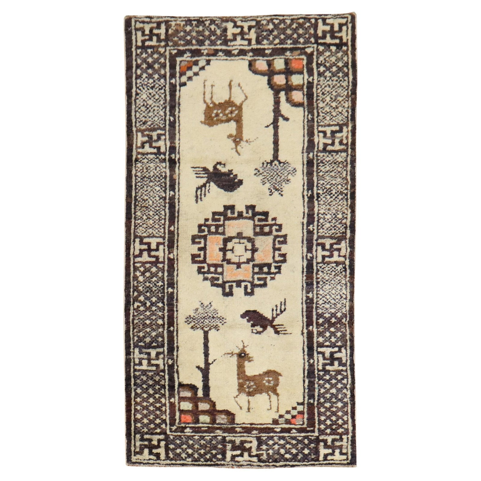 Zabihi Collection Hand-Woven Mongolian Animal Rug Tang Style 26 x 49 (1 of 6)