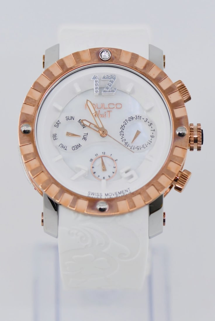 Mulco Nuit Two Tone Stainless Steel Watch MW51876013 with Box and Papers: Mulco Nuit Two Tone Stainless Steel Watch MW51876013 with Box and Papers This Mulco Nuit Two Tone Stainless Steel Watch is a stylish and sophisticated timepiece designed for those who appreciate quali