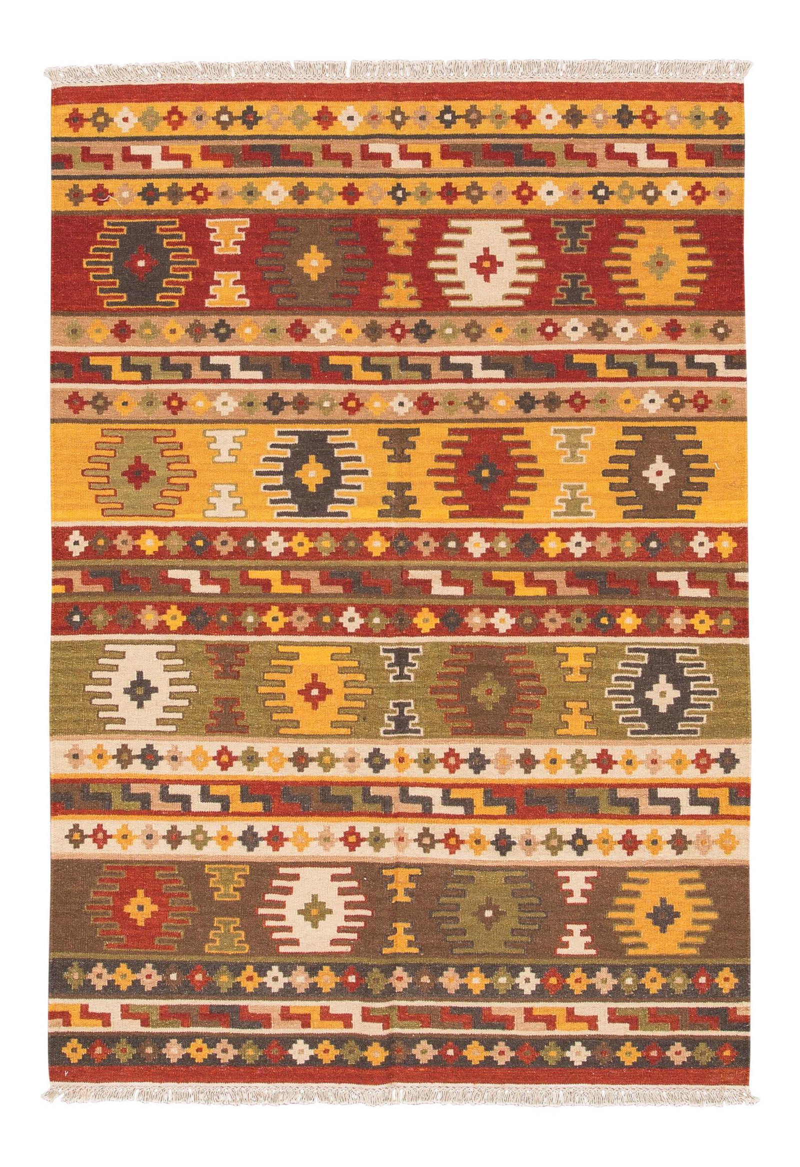 Vibrant Hand-Knotted Wool Kilim Rug with Geometric Design 4'7 x 6'7: Vibrant Hand-Knotted Wool Kilim Rug with Geometric Design 4'7 x 6'7 Enhance your space with this stunning Modern Kilim Hand-knotted wool rug, featuring a vibrant all-over geometric design set against