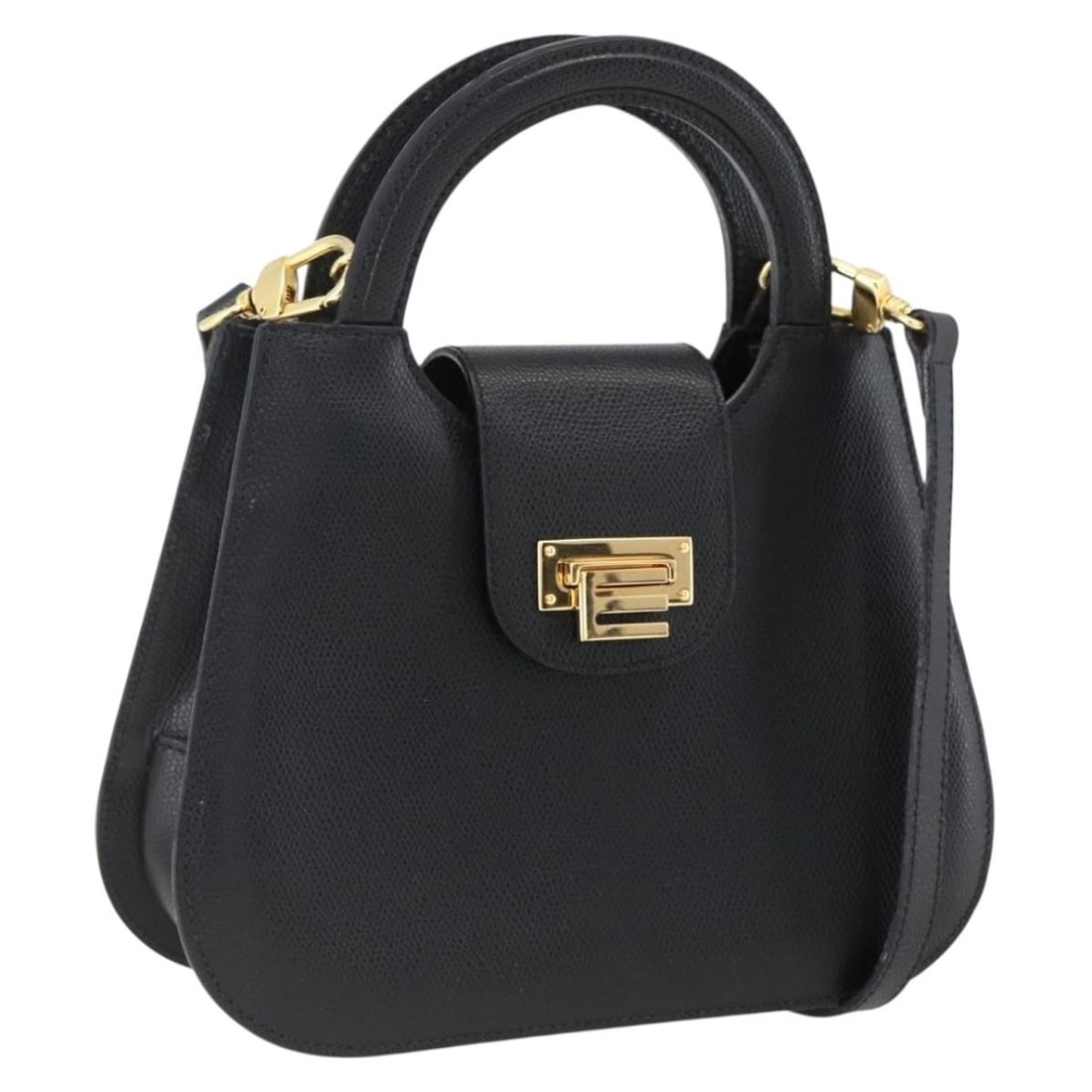 ETRO Black and Gold Leather Convertible Handbag with Shoulder Strap: ETRO Black and Gold Leather Convertible Handbag with Shoulder Strap This ETRO handbag offers versatile 2-way wear with both top handle and adjustable shoulder strap options. Crafted from black and gol