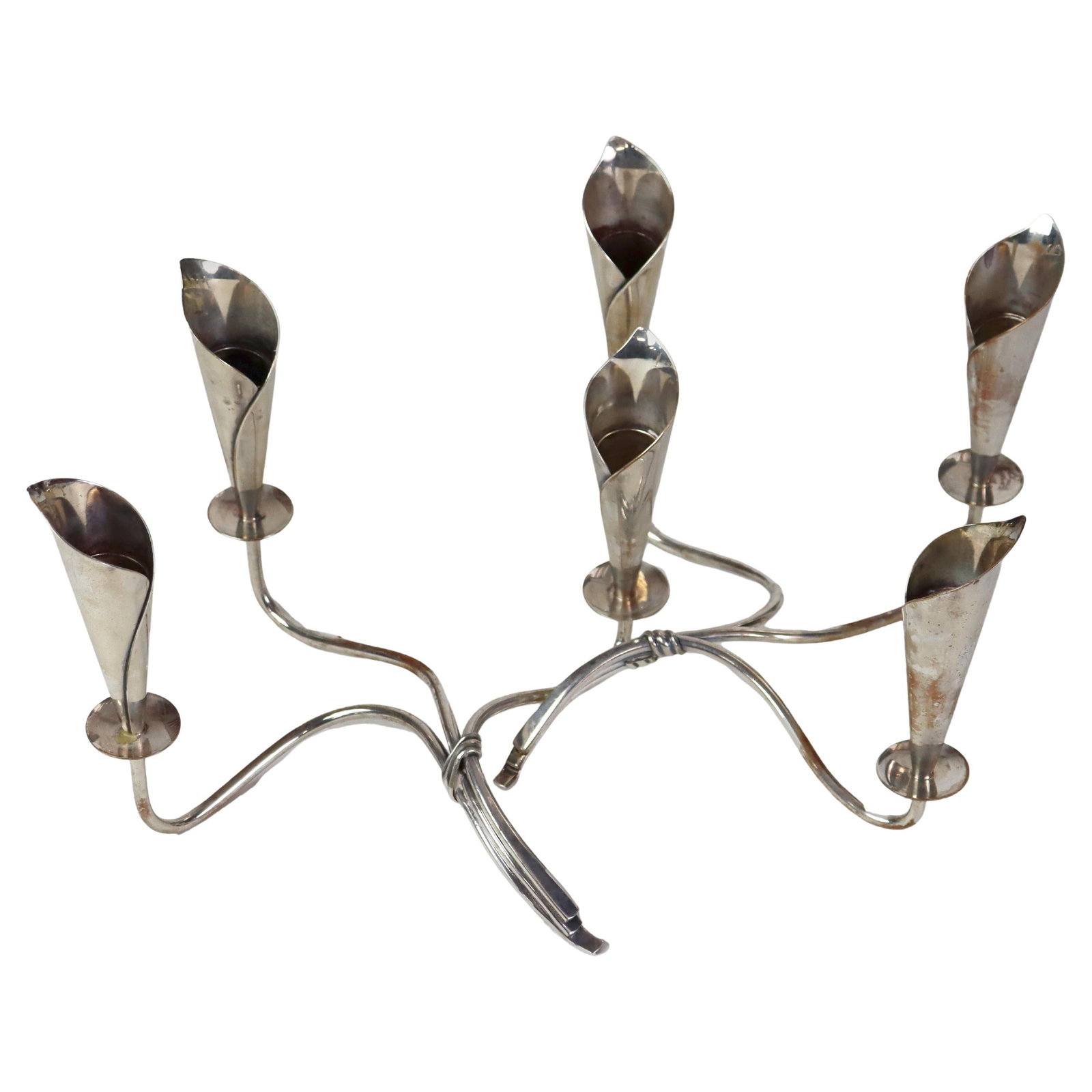 Vintage Danish Modern Silver Plate Candelabras Set of 2 C1950 (1 of 7)