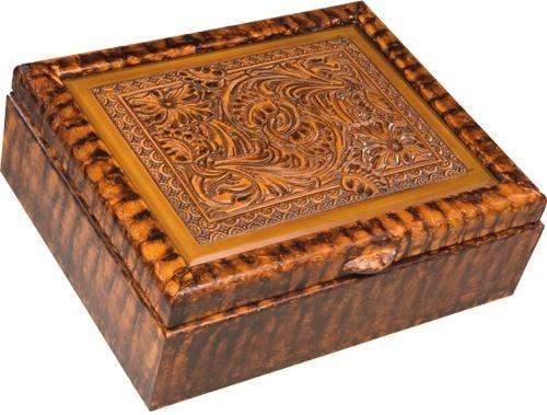 Lodge Style Chestnut Resin Box Hinged Lid American West Collection (1 of 1)
