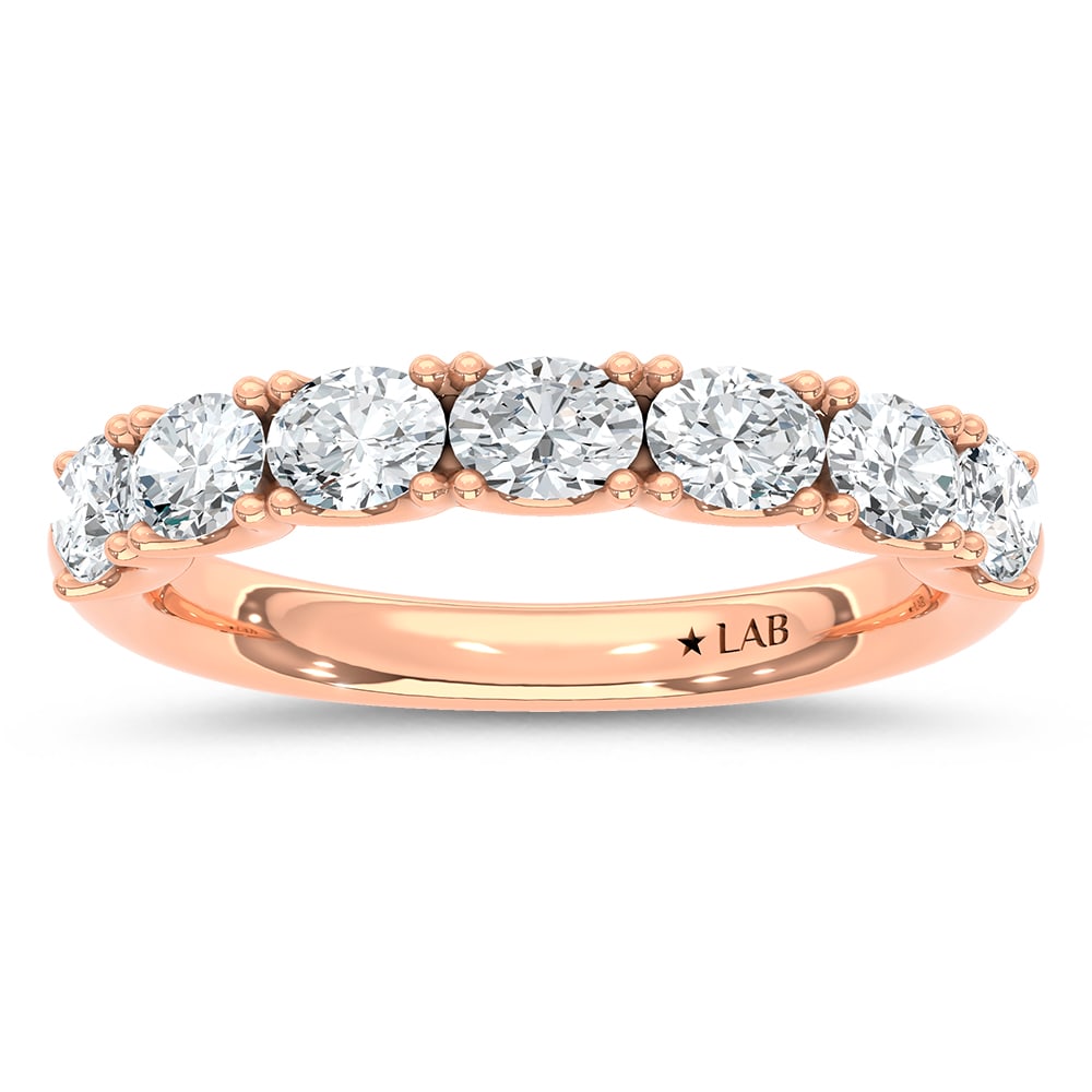 14K Rose Gold Lab Grown Diamond 1 Ct.Tw. Band: 14K Rose Gold Lab Grown Diamond 1 Ct.Tw. Band Celebrate love or elevate your everyday style with this timeless 14K Rose gold diamond band. Featuring 1 carat total weight of lab-grown diamonds, this ri