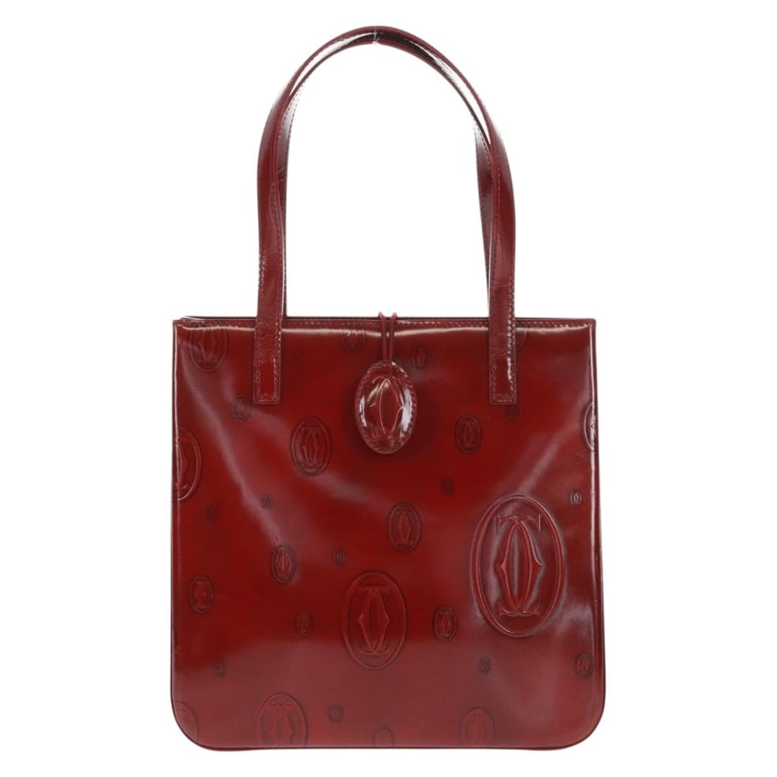 Cartier Happy Birthday Red Patent Leather Handbag 20cm: Cartier Happy Birthday Red Patent Leather Handbag 20cm This Cartier Happy Birthday handbag is crafted from red patent leather and designed for women. Made in France, it features a structured silhouett