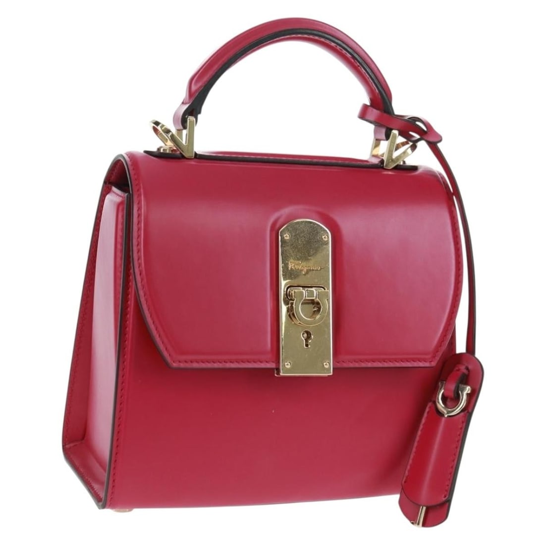 Gancini Pink Leather Handbag by Salvatore Ferragamo with Dust Bag and Key (1 of 18)