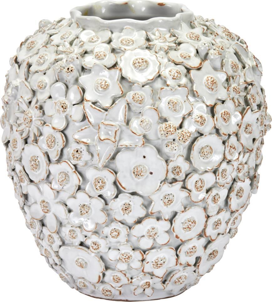 Handmade White Ceramic Medium Floral Vase for Home Decor (1 of 2)