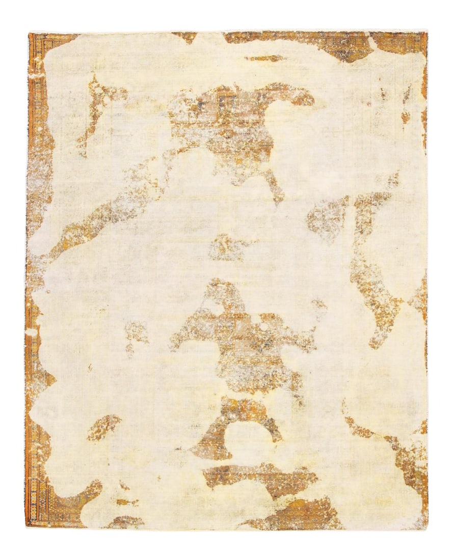 Vintage 1920 Yellow Hand-Knotted Wool Rug 4'9 x 5'11: Vintage 1920 Yellow Hand-Knotted Wool Rug 4'9 x 5'11 Discover the charm of this early 20th century vintage wool rug, expertly hand-knotted for a unique aesthetic. The rug showcases an ivory field ador