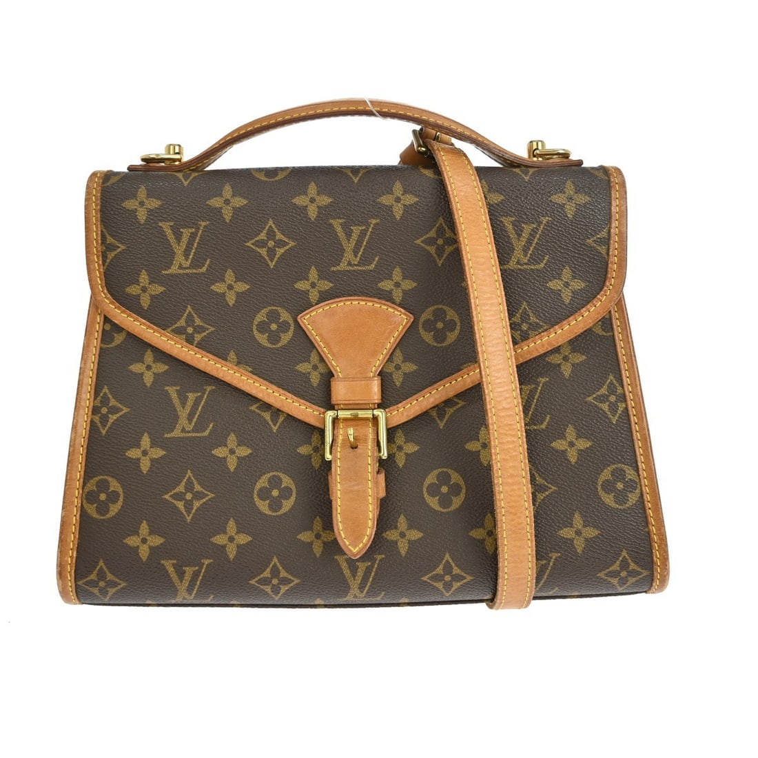 Louis Vuitton Bel Air Monogram Canvas Medium Top Handle Shoulder Bag M51122: Louis Vuitton Bel Air Monogram Canvas Medium Top Handle Shoulder Bag M51122 This Louis Vuitton Bel Air 2-way handbag features the signature Monogram canvas leather exterior with brown coloring and log