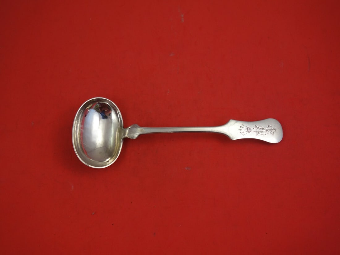 Austrian .800 Silver Gravy Ladle Crown Monogram Oval Bowl 8" (1 of 2)