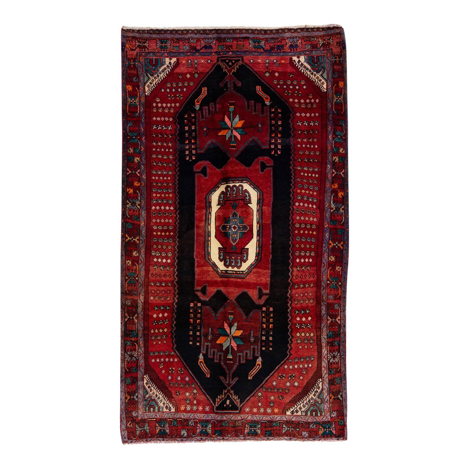 Vintage Bidjar Red Handmade Wool Rug 4'10 x 8'7 Medallion Design (1 of 7)