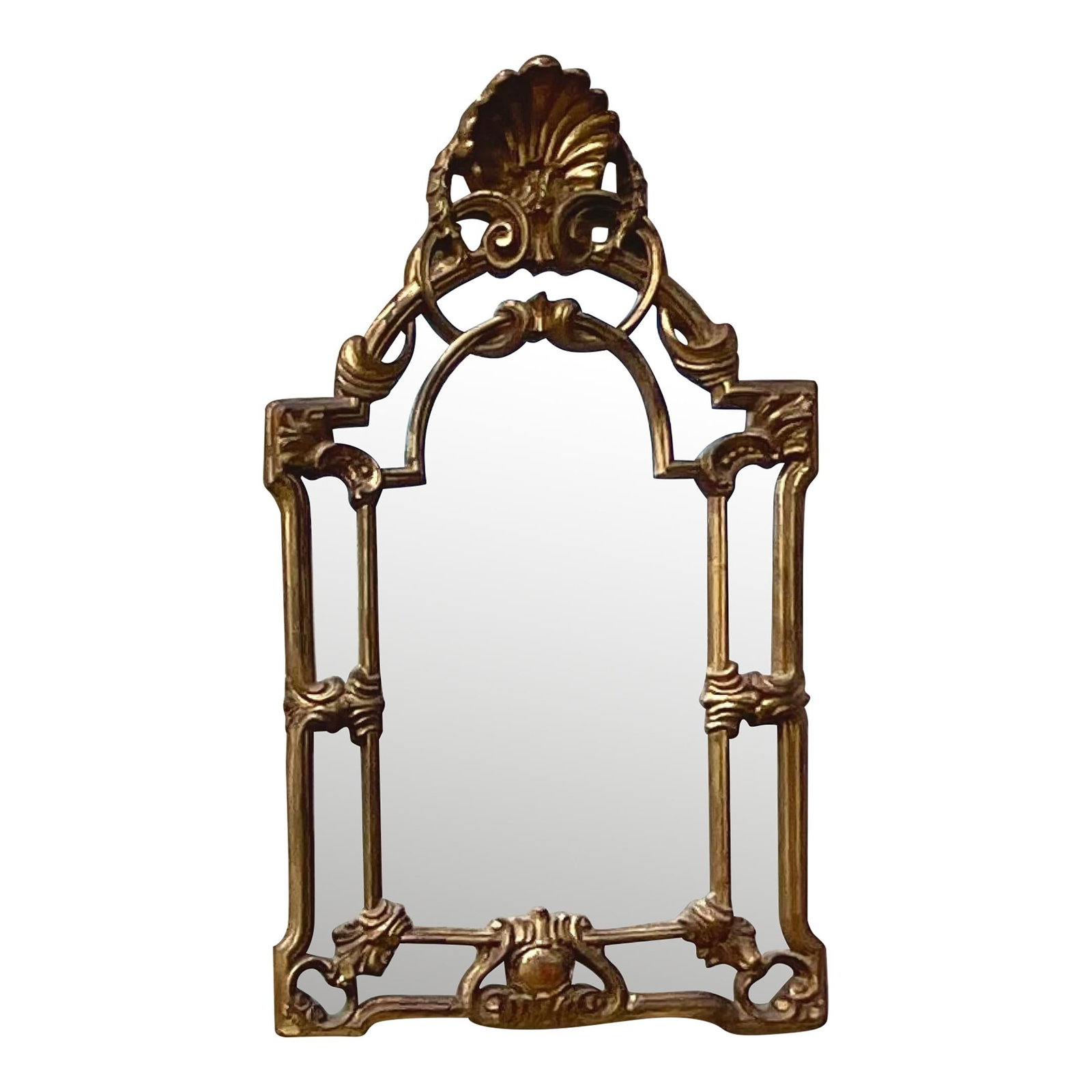Vintage Regency Gold Gilt Clam Shell Mirror 25.5 x 45.5 (1 of 5)