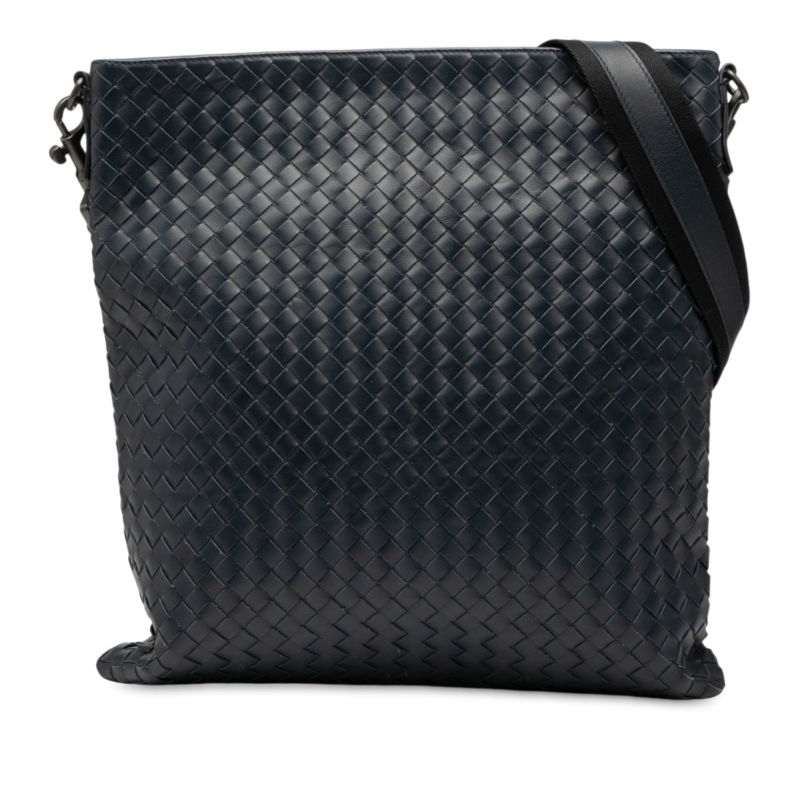 Bottega Veneta Blue Nappa Intrecciato VN Crossbody Bag: Bottega Veneta Blue Nappa Intrecciato VN Crossbody Bag The Bottega Veneta Nappa Intrecciato VN Crossbody is a stylish and functional bag crafted from woven nappa leather. This crossbody features an ad
