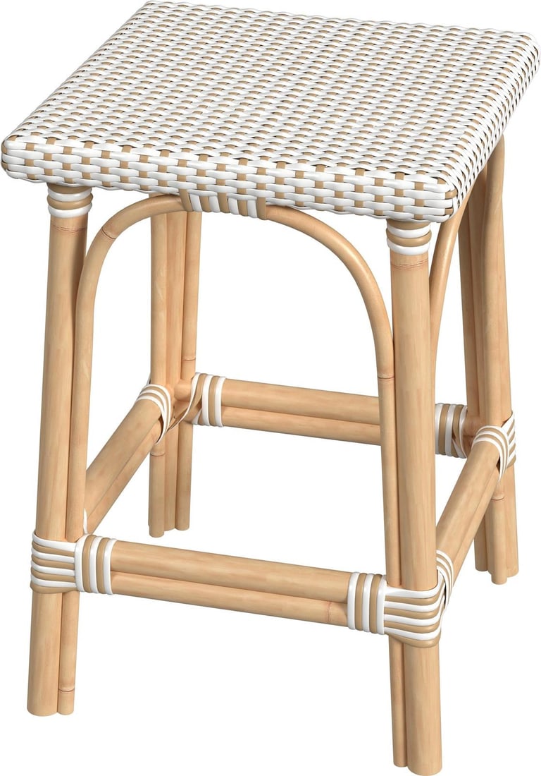 Butler Coastal Square Counter Stool Natural Rattan Beige Tan (1 of 6)