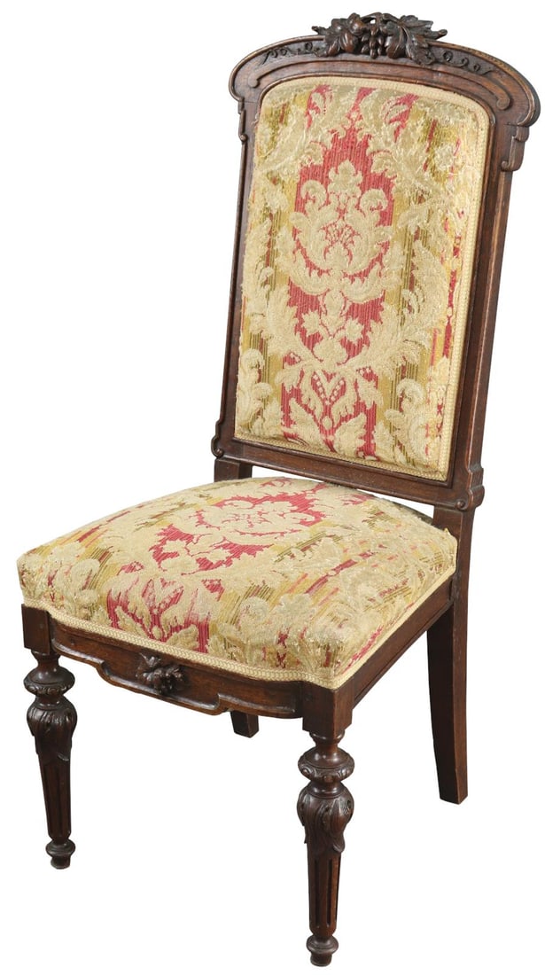 1880 French Oak Dining Chair Renaissance Revival with Carvings (1 of 8)