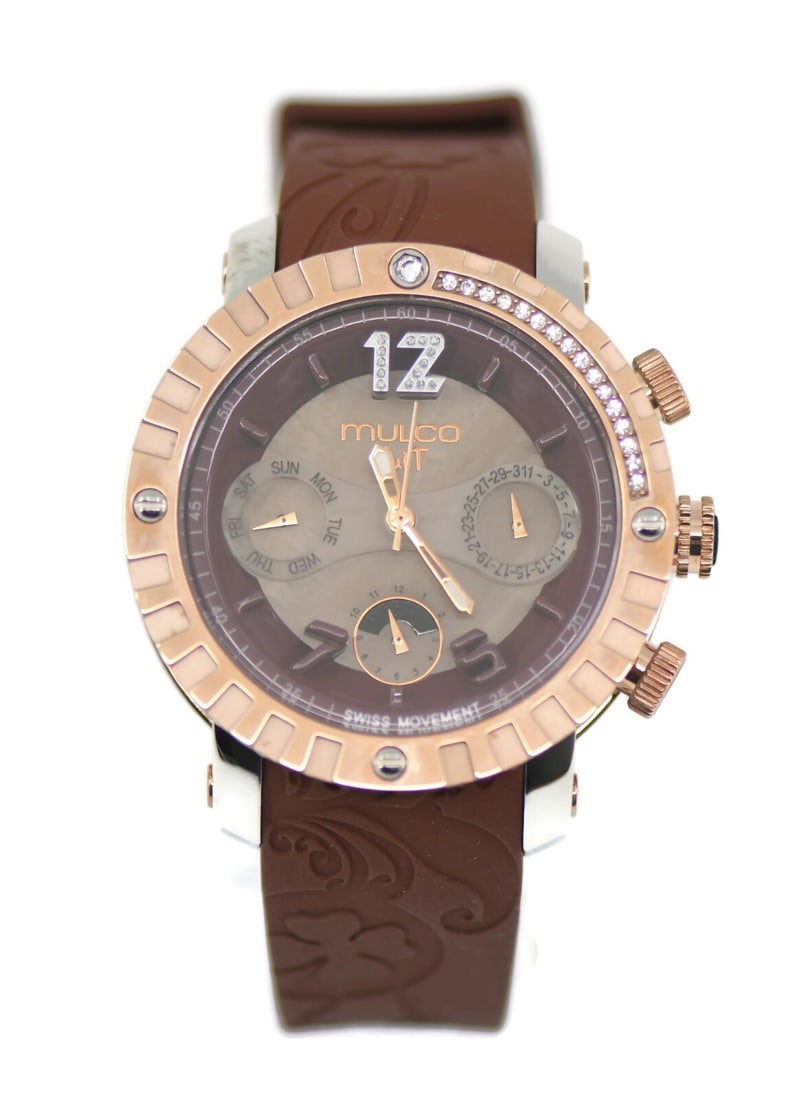 Mulco Nuit Two Tone Stainless Steel Watch MW51622033 with Box and Papers: Mulco Nuit Two Tone Stainless Steel Watch MW51622033 with Box and Papers This Mulco Nuit Two Tone Stainless Steel Watch features a sophisticated quartz movement and an elegant analog display. The watc