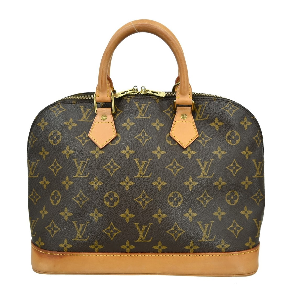 Alma Brown Canvas Satchel by Louis Vuitton 30cm: Alma Brown Canvas Satchel by Louis Vuitton 30cm The Louis Vuitton Alma Handbag features the brand's signature monogram canvas design in brown, crafted for female use. It includes leather accents that
