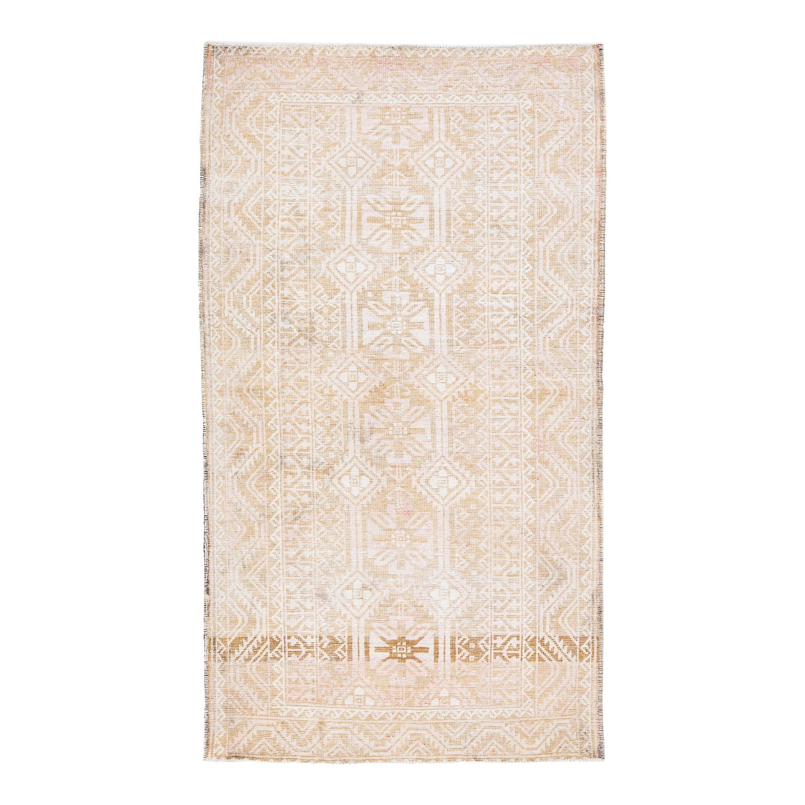 Vintage 1960s Persian Balouch Handmade Beige Wool Rug 4'2 x 7'10 (1 of 8)