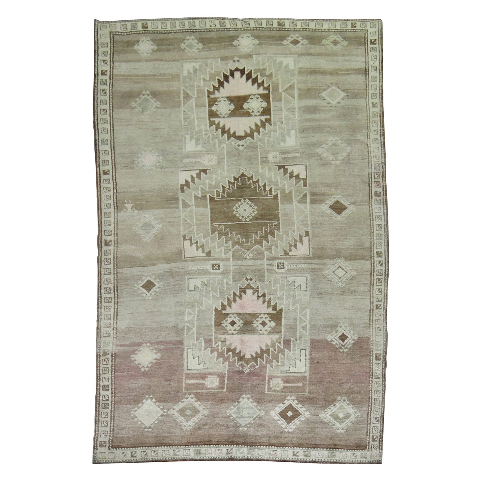 Zabihi Collection 20th Century Tribal Turkish Wool Room Size Rug: Zabihi Collection 20th Century Tribal Turkish Wool Room Size Rug Enhance your living space with this exquisite Tribal Turkish Room Size Rug from the Zabihi Collection. Measuring 81 inches in width and