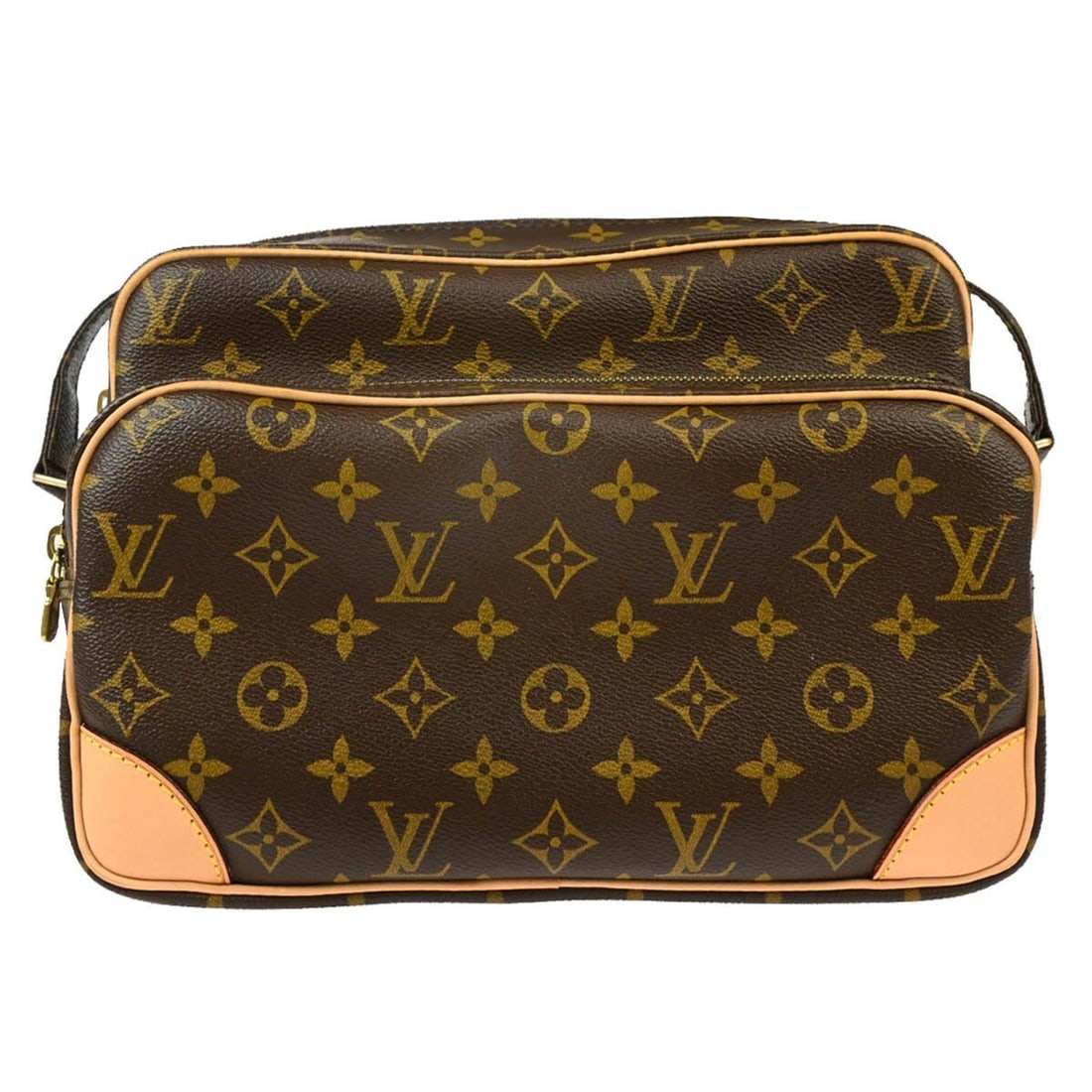 Louis Vuitton Monogram Nile Shoulder Bag M45244 Brown Crossbody: Louis Vuitton Monogram Nile Shoulder Bag M45244 Brown Crossbody Elevate your casual style with the Louis Vuitton Monogram Nile Shoulder Bag. This medium-sized shoulder bag is crafted from luxurious Mo