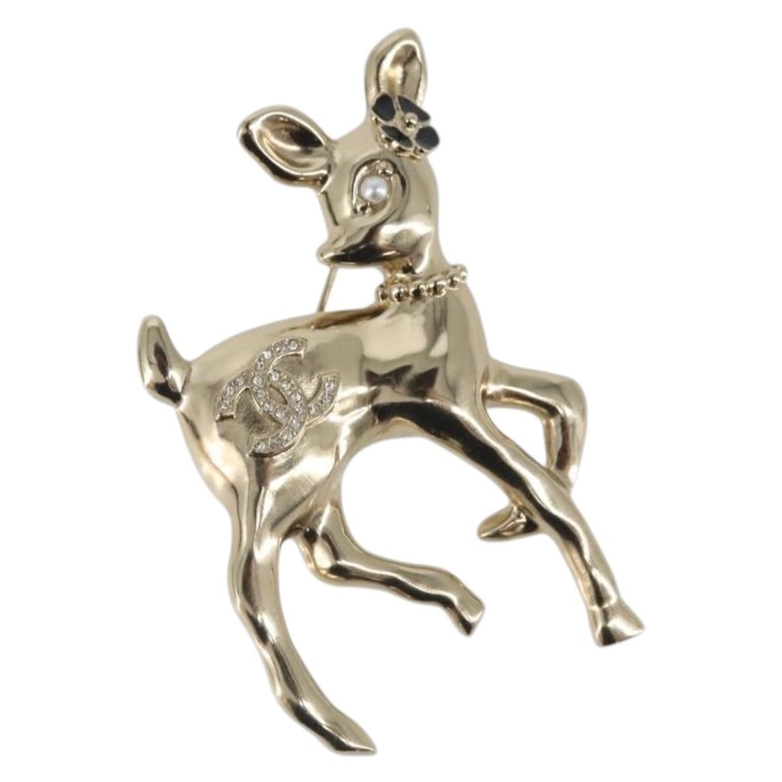 Gold Metal Bambi Brooch with CC Logo by CHANEL (1 of 12)