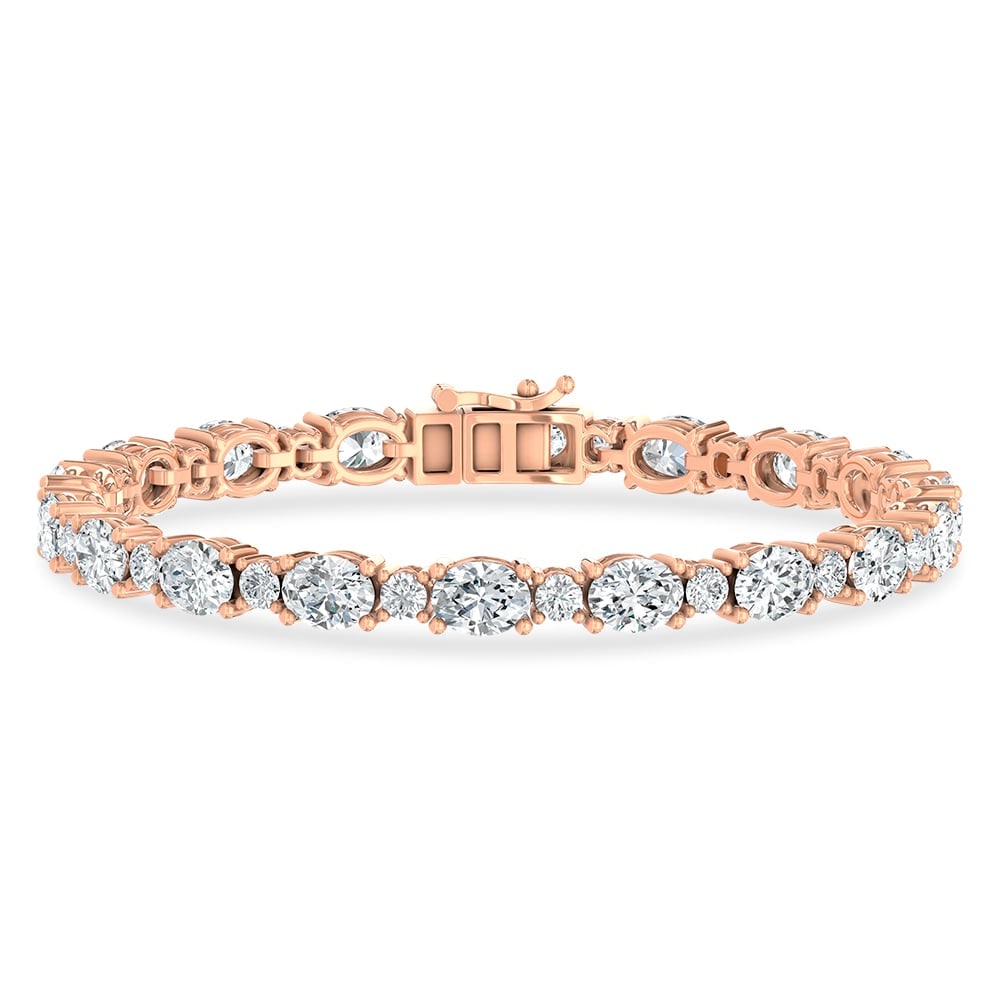 14K Rose Gold Lab Grown Diamond 11 Ct.Tw. Oavl and Round Fancy Bracelet (1 of 2)