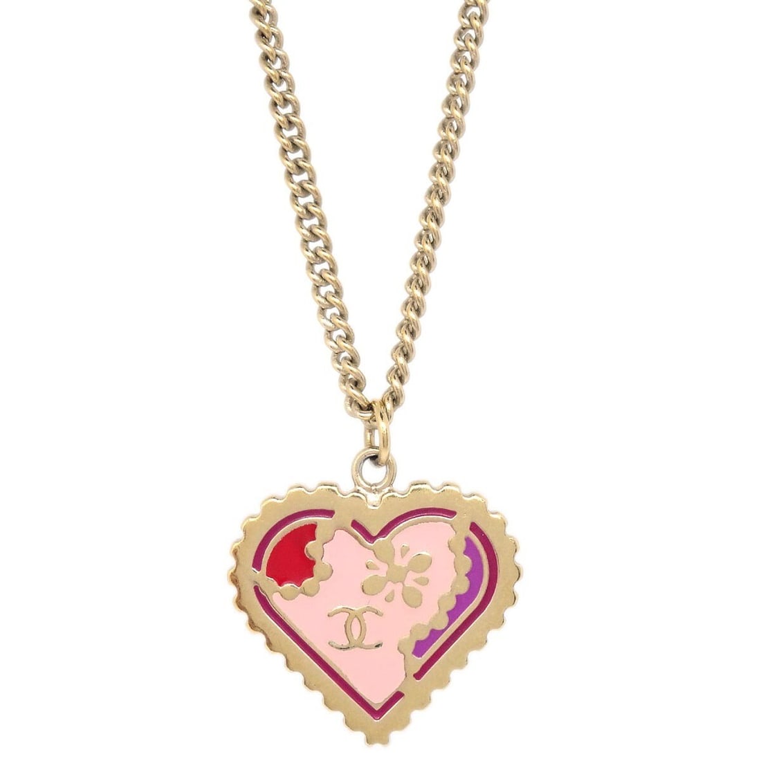 Chanel 05P Gold Heart Charm Pendant Necklace (1 of 4)