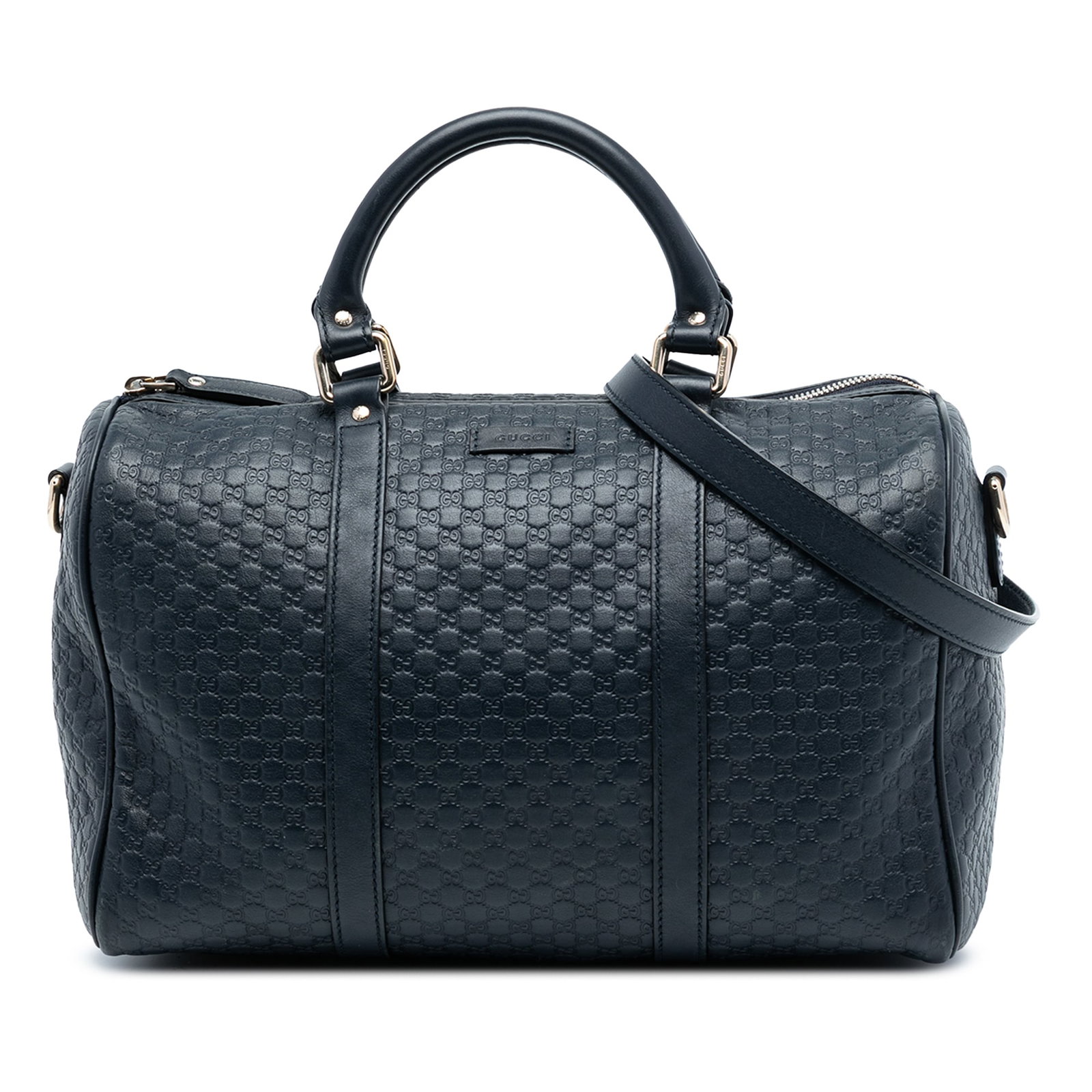 Blue Leather Boston Bag with Embossed Microguccissima Pattern by Gucci (1 of 7)