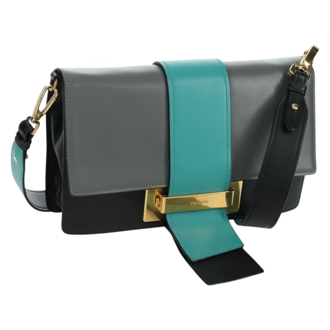 Prada Gray and Gold Leather Shoulder Bag for Women Made in Italy: Prada Gray and Gold Leather Shoulder Bag for Women Made in Italy This PRADA shoulder bag features a stylish gray and gold leather exterior with a sleek design, perfect for women. The bag is crafted in