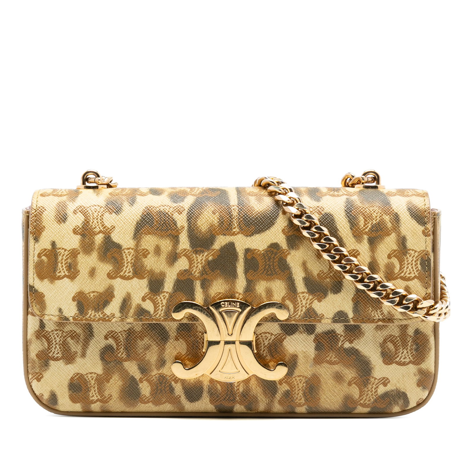 Celine Claude Leopard Pattern Leather Shoulder Chain Bag (1 of 8)