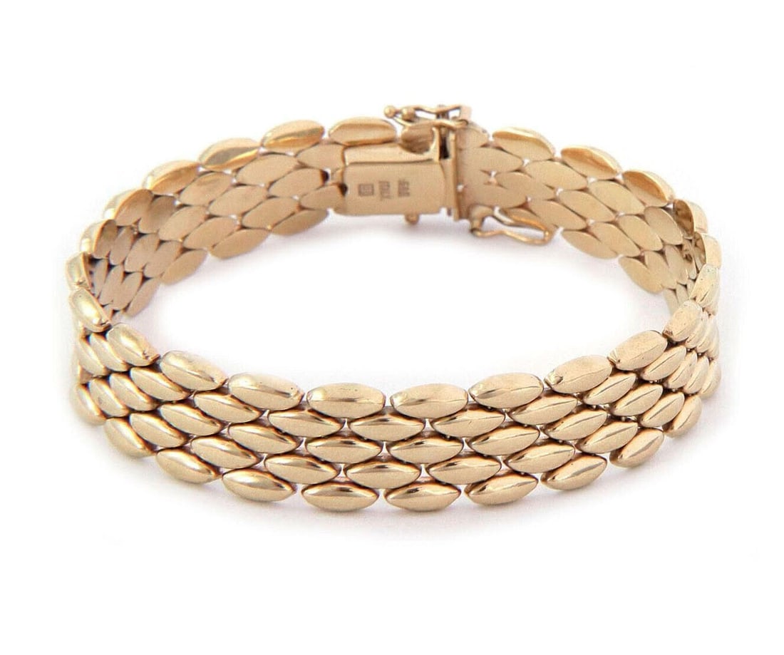 14k Yellow Gold Five Row Flexible Chain Link Bracelet 7.5 Inch (1 of 5)