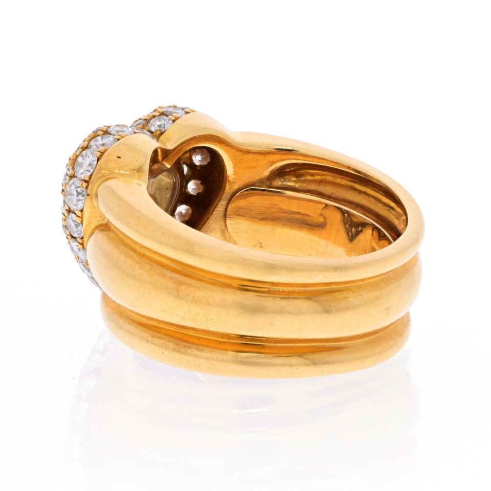 Chopard 18K Yellow Gold Pave Heart Floating Diamond Ring 0.59cttw - 3