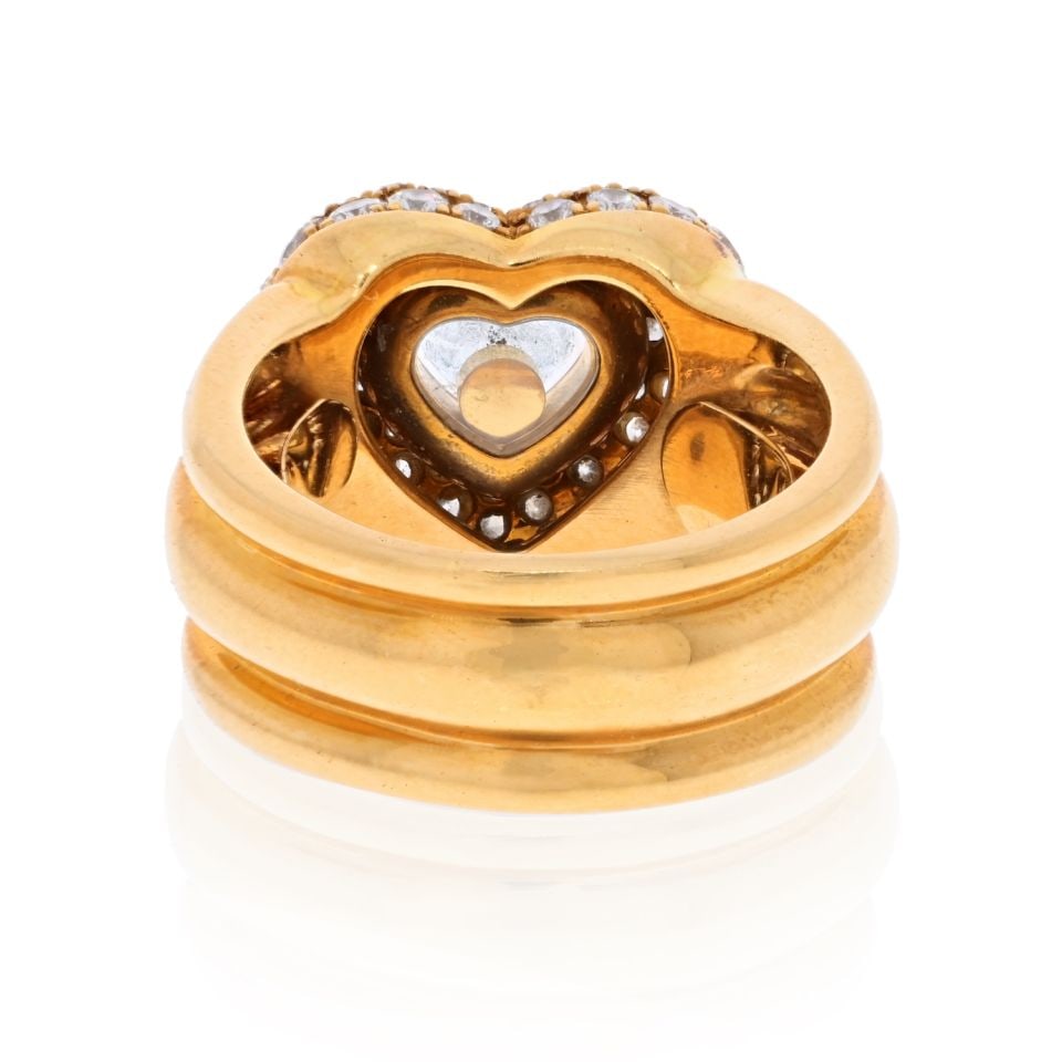 Chopard 18K Yellow Gold Pave Heart Floating Diamond Ring 0.59cttw - 4