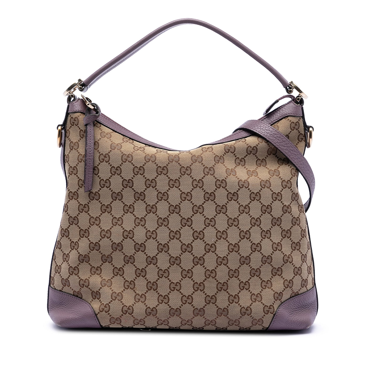 Gucci Miss GG Small Canvas Hobo Bag with Leather Trim: Gucci Miss GG Small Canvas Hobo Bag with Leather Trim This Gucci Small GG Canvas Miss GG Hobo features a beige canvas body with leather trim, a flat leather handle, and a detachable leather strap. The