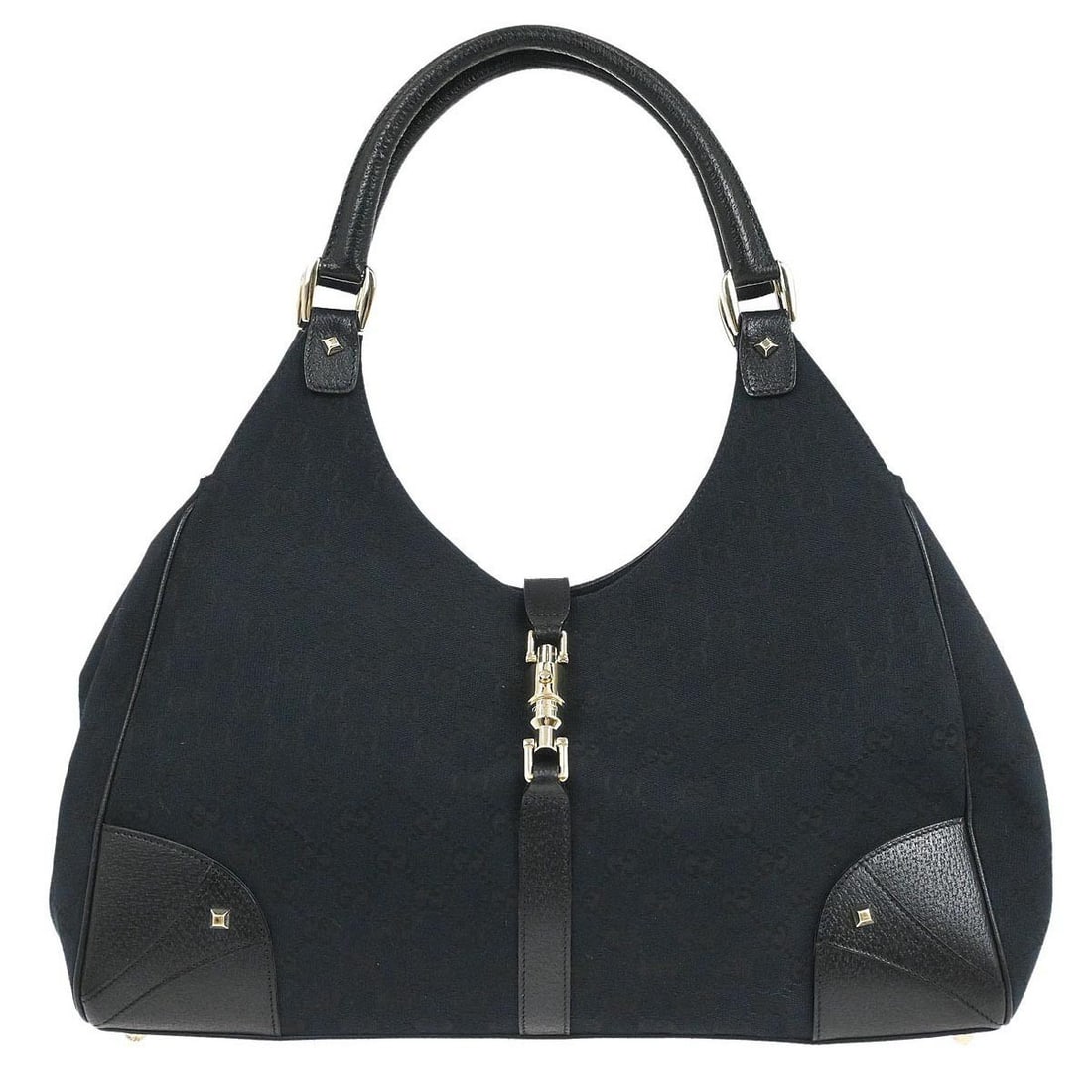 Gucci Jackie 124404 Black Canvas and Leather GG Medium Handbag (1 of 10)