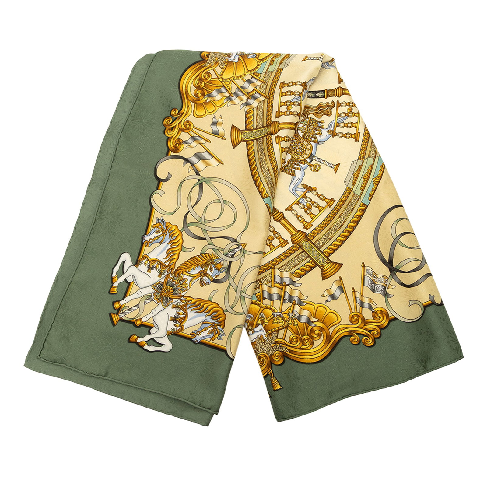 Hermes Luna Park Yellow 100 Percent Silk Scarf from France (1 of 6)