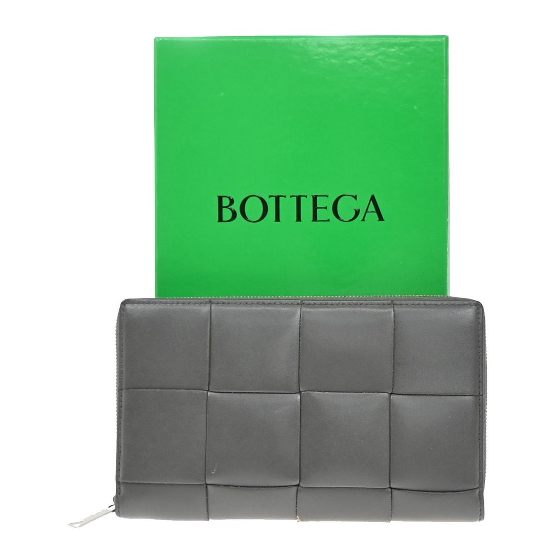 Cassette Zip Around Gray Leather Wallet by Bottega Veneta Maxi Intrecciato (1 of 17)